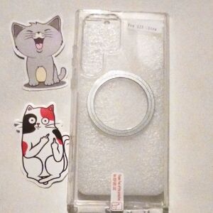 Clear Phone Case with Cat Stickers